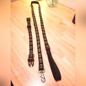 Lupine Pet 6ft. Dog Leash and 12" to 20" Collar Set, Color: Rainbow Peace sign